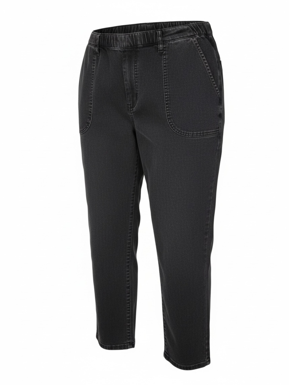 d&Co Denim + Company Pull-On Capri Jeans Women's XLP Black Wash Elastic Waist